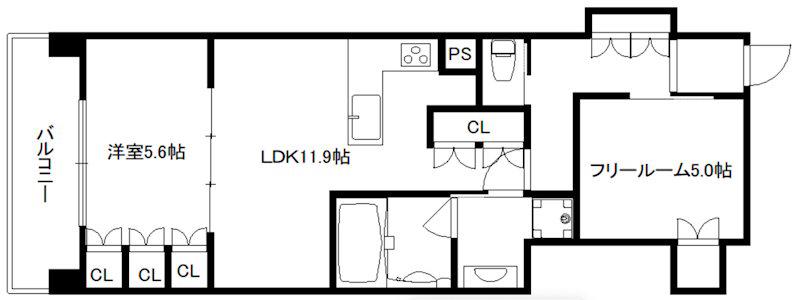 リーガル京都堀川中立売II(1SLDK/6階)の間取り写真