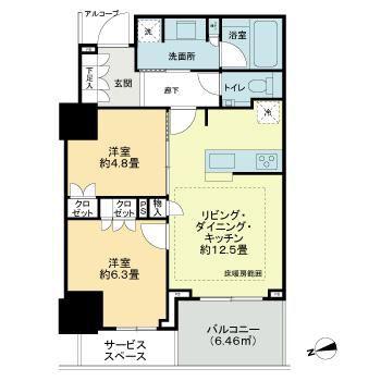 プラウドタワー芝浦(2LDK/5階)の間取り写真