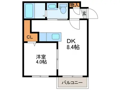 VILLAGE北大通壱番館 ヴィレッジ北大通壱番館(1LDK/9階)の間取り写真