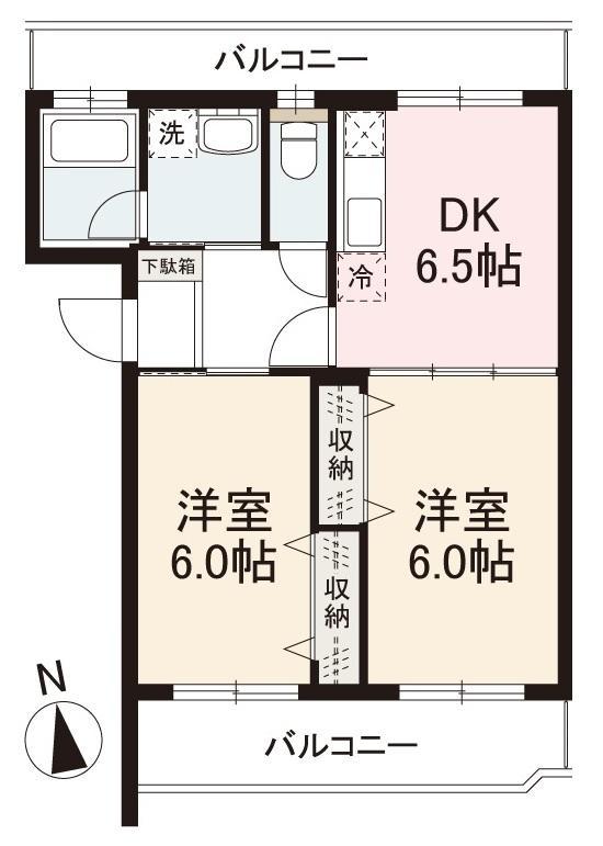 プリンセス三木(2DK/1階)の間取り写真
