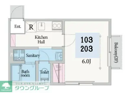 セナリオフォルム北国分(1K/1階)の間取り写真
