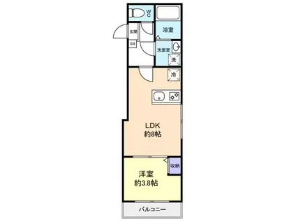 アットリラ八千代台西B(1LDK/2階)の間取り写真