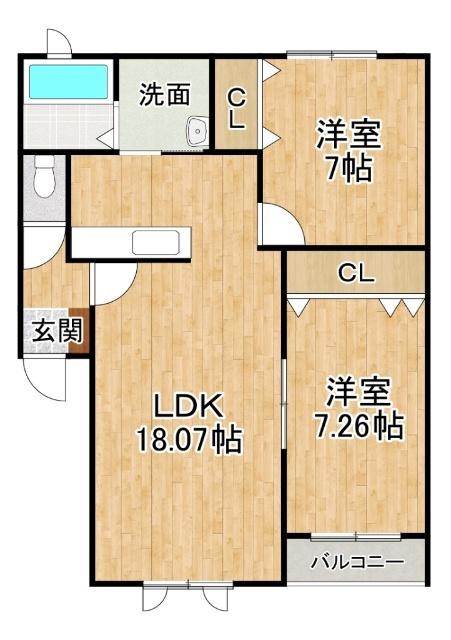 コルサK(2LDK/2階)の間取り写真