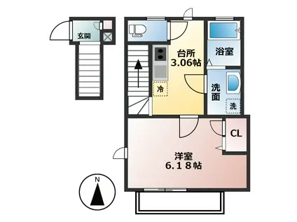 HANS HOUSE(1K/2階)の間取り写真