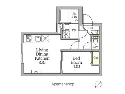 AGLAIA 新宿横寺町(1LDK/2階)の間取り写真