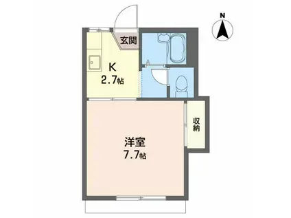 カーム・クウォーターB(1K/1階)の間取り写真