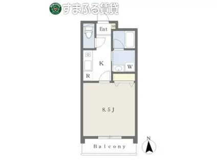 プレステージ 西棟(1K/2階)の間取り写真