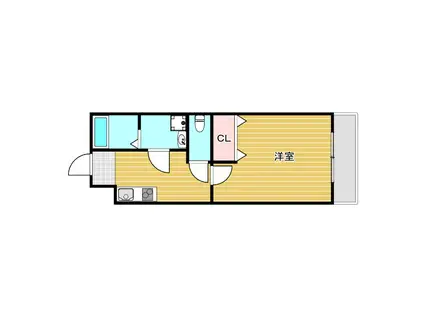 KTIレジデンス蛍池II(1K/1階)の間取り写真