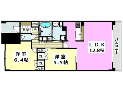 UURコート茨木東中条(2LDK/2階)の間取り写真