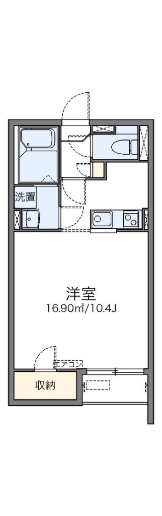 レオネクストFEEL(1K/2階)の間取り写真