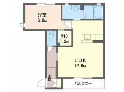 カーサレジオ B棟(1LDK/1階)の間取り写真