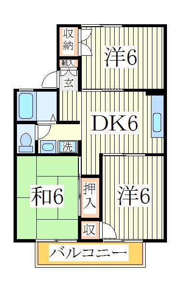 パールハイツ米村26(3DK/1階)の間取り写真