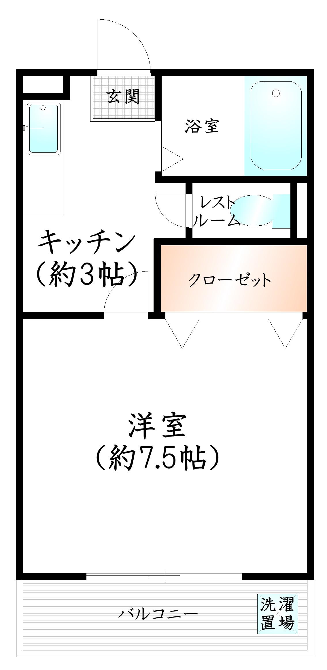 エディフィシオ須恵(1K/1階)の間取り写真
