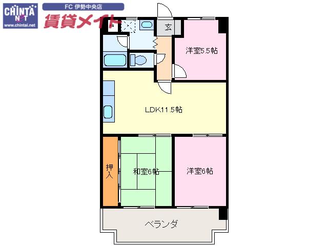 ハムステッドコート(3LDK/6階)の間取り写真