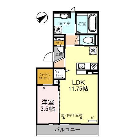 GLANZ(1LDK/3階)の間取り写真