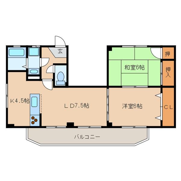 ルミエール神村(2LDK/2階)の間取り写真