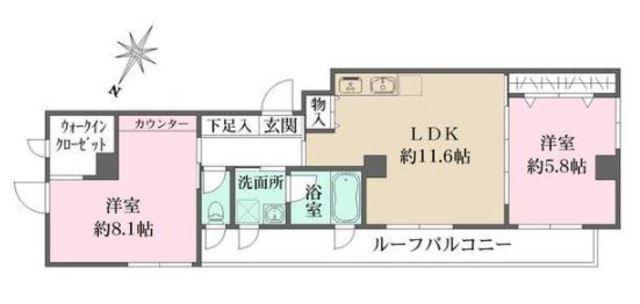 小田急線 東北沢駅 徒歩8分 3階建 築6年(2LDK/3階)の間取り写真
