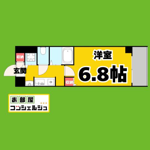 ライジングコート名古屋駅前東(1K/7階)の間取り写真