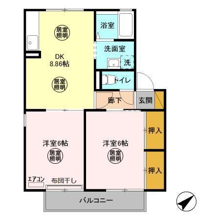 プライム長浦(2DK/2階)の間取り写真