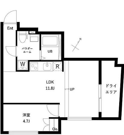 オーキッドレジデンス代々木イースト(1LDK/1階)の間取り写真