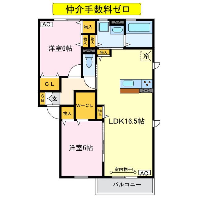 マリュー弐番館(2LDK/1階)の間取り写真