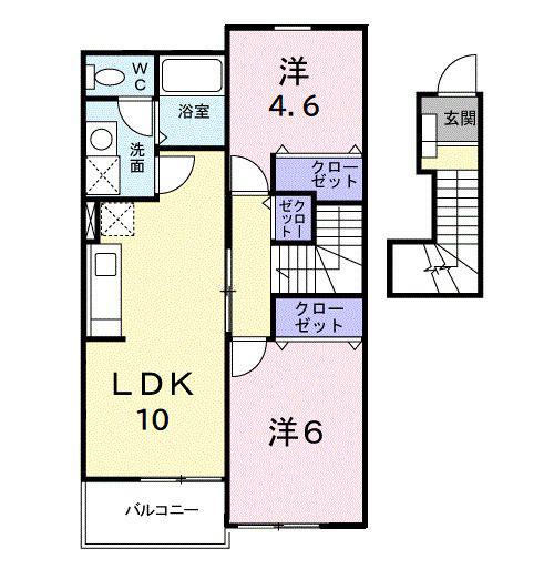 センプリーチェA(2LDK/2階)の間取り写真