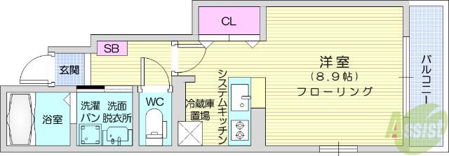 メリーハウスⅡ(1K/1階)の間取り写真