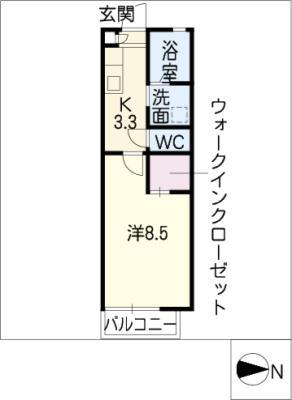 ルーストけやき(1K/1階)の間取り写真