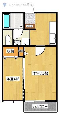 イーストイン(2K/1階)の間取り写真