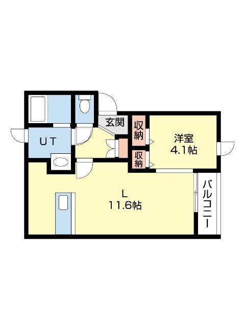 RESIDENCE HIGASIMACHI B(1LDK/3階)の間取り写真