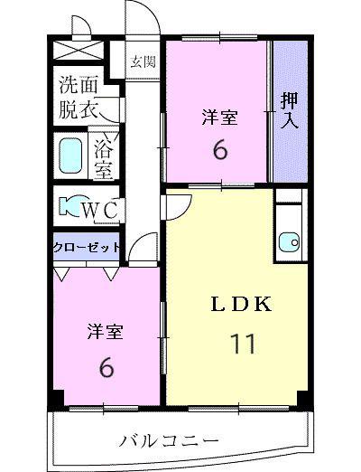 ニューマリッチイシカワ弐号館(2LDK/2階)の間取り写真