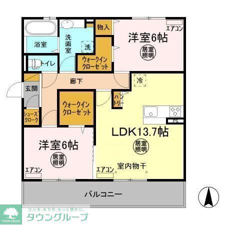 VERDEB棟(2LDK/1階)の間取り写真