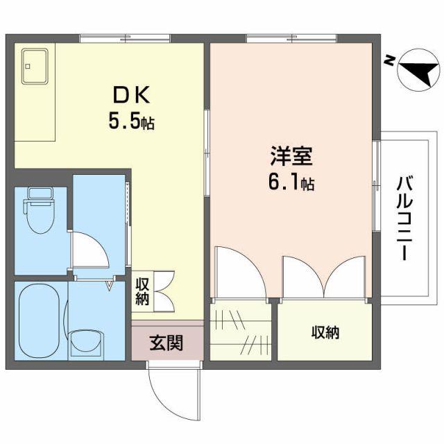 ワンズワン新須賀(1DK/2階)の間取り写真
