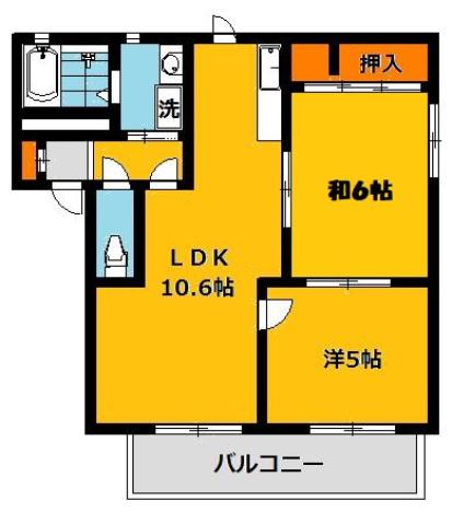 レッチワース・ハイツB(2LDK/2階)の間取り写真