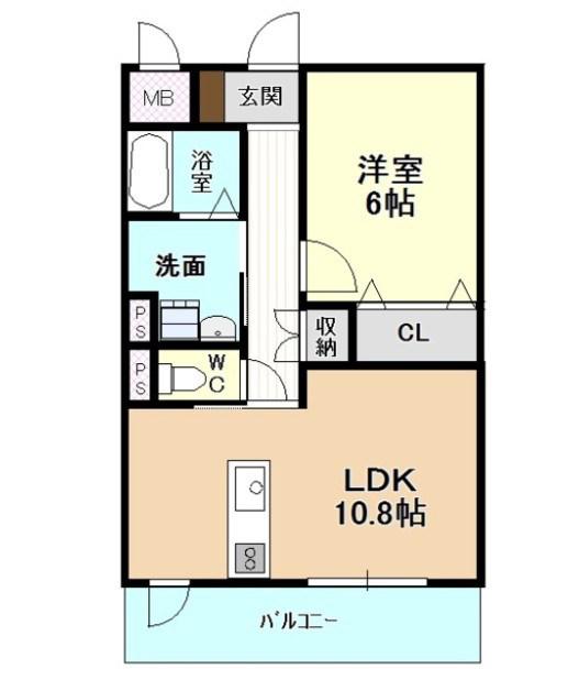 ディアコートKVII(1LDK/1階)の間取り写真