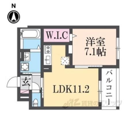 シャルマン唐橋南Ⅱ(1LDK/3階)の間取り写真