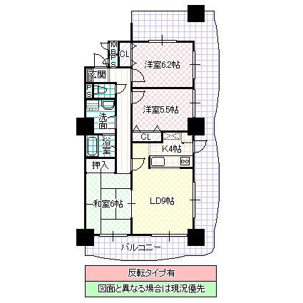シャトーアトラス(3LDK/9階)の間取り写真