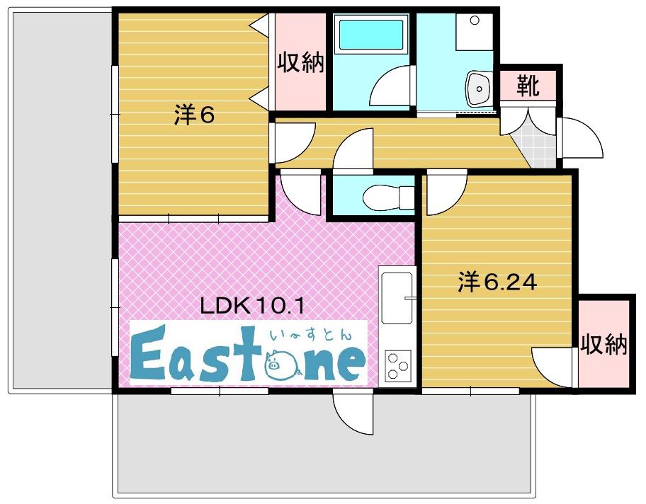 M7ビル(2LDK/6階)の間取り写真