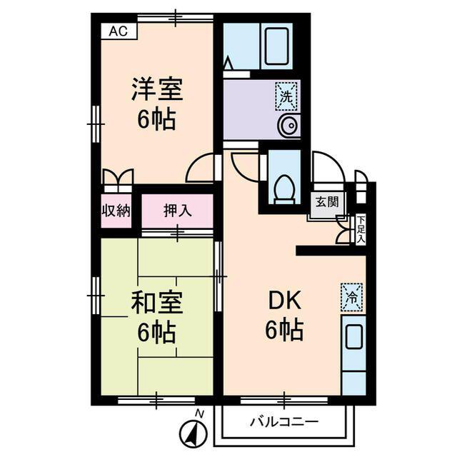 エステートピア・U1号棟(2DK/2階)の間取り写真