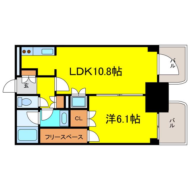プレサンスNEO中之島公園(1LDK/11階)の間取り写真