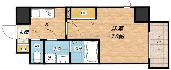 グランルージュ中之島南(1K/5階)の間取り写真
