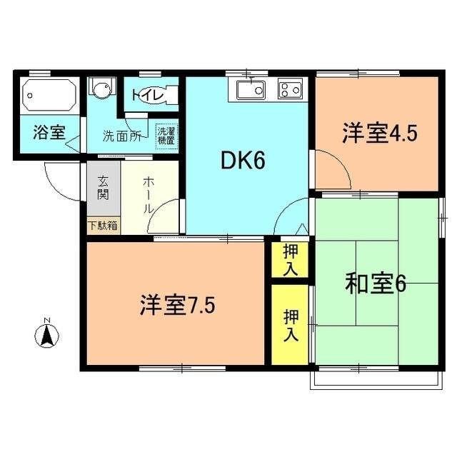 シャトル湘南A(3DK/1階)の間取り写真