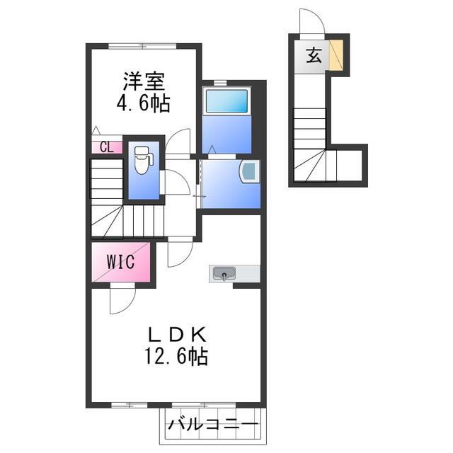 シャーメゾン北出島(1LDK/2階)の間取り写真