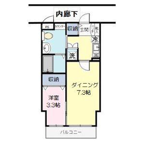 ゴールドライフマンション宇都宮(1DK/3階)の間取り写真