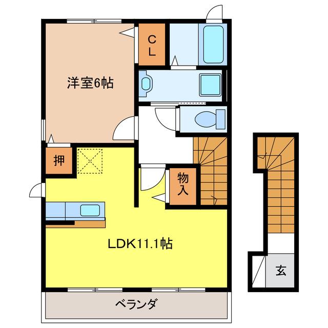 ネオイースト(1LDK/2階)の間取り写真