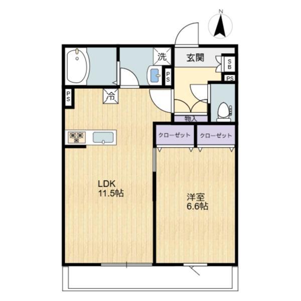 グランデケヤキ(1LDK/1階)の間取り写真