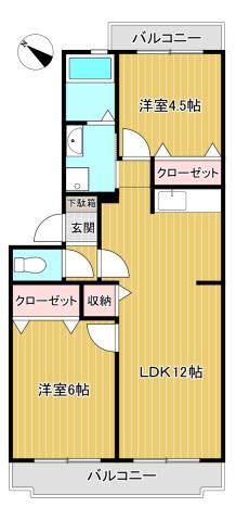 ラフォーレ久末(2LDK/2階)の間取り写真