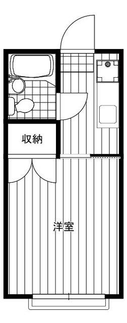 パークハイツ中島I(1K/2階)の間取り写真