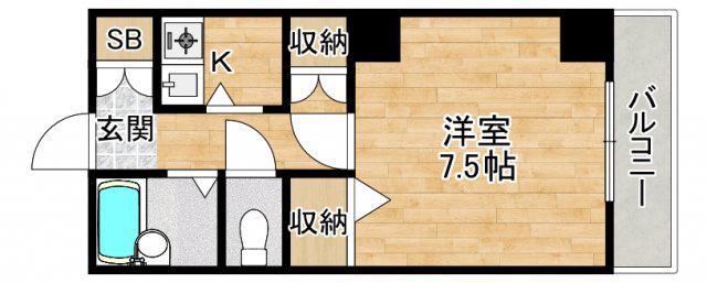 アミーズ白島(1K/2階)の間取り写真