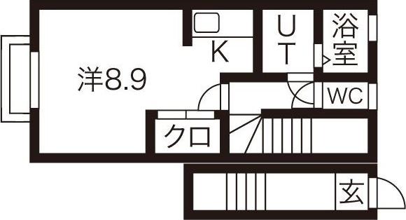 ネートルK(1K/2階)の間取り写真